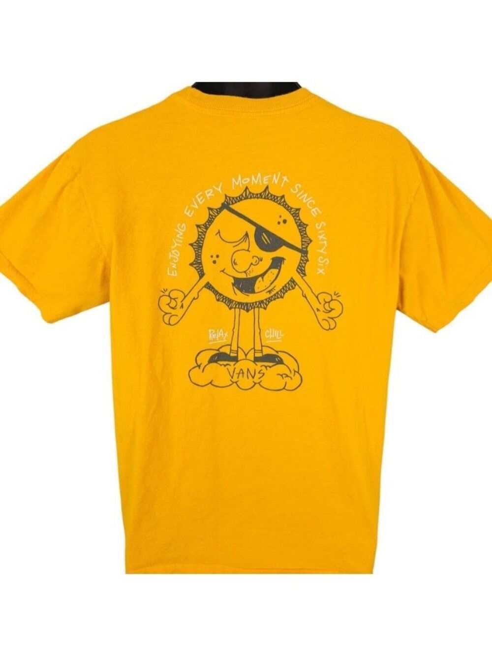 Vans T Shirt Mens Size Medium Yellow Enjoying Every Moment Sunshine - Picture 4 of 8